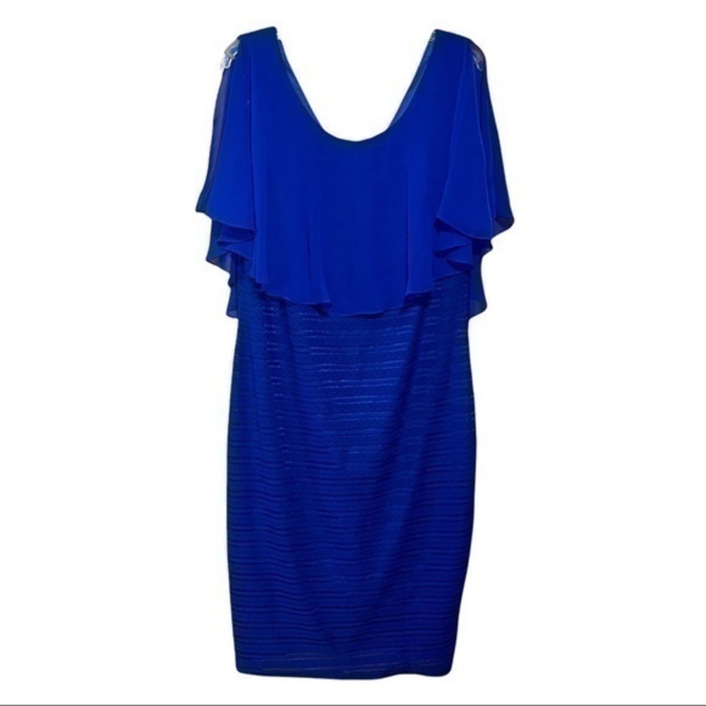 Miss Cristina Royal Blue Round Neck Short Sleeve Sheath Dress - NWOT - Size 2XL